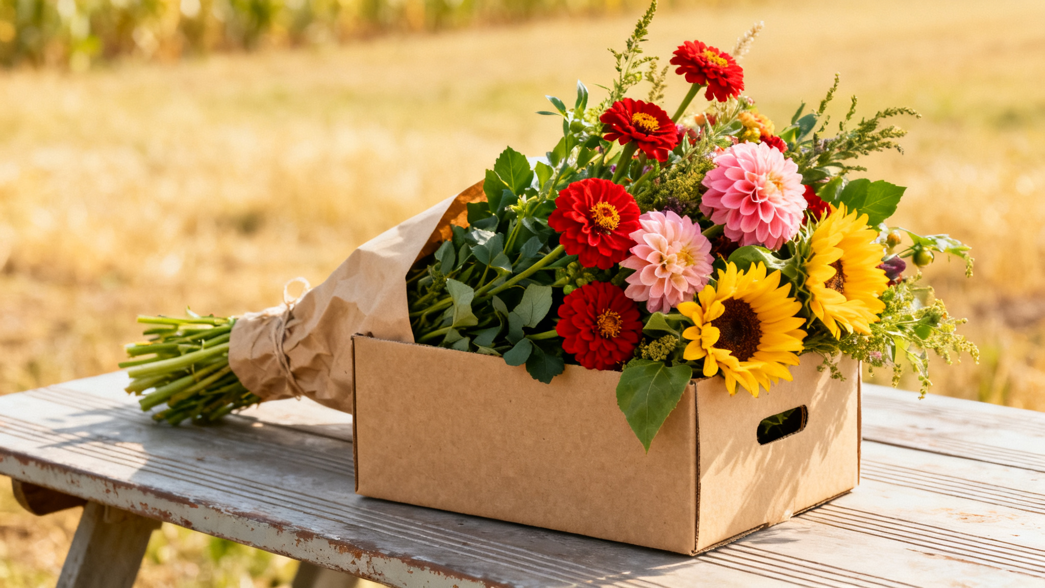 CSA flower bouquet box